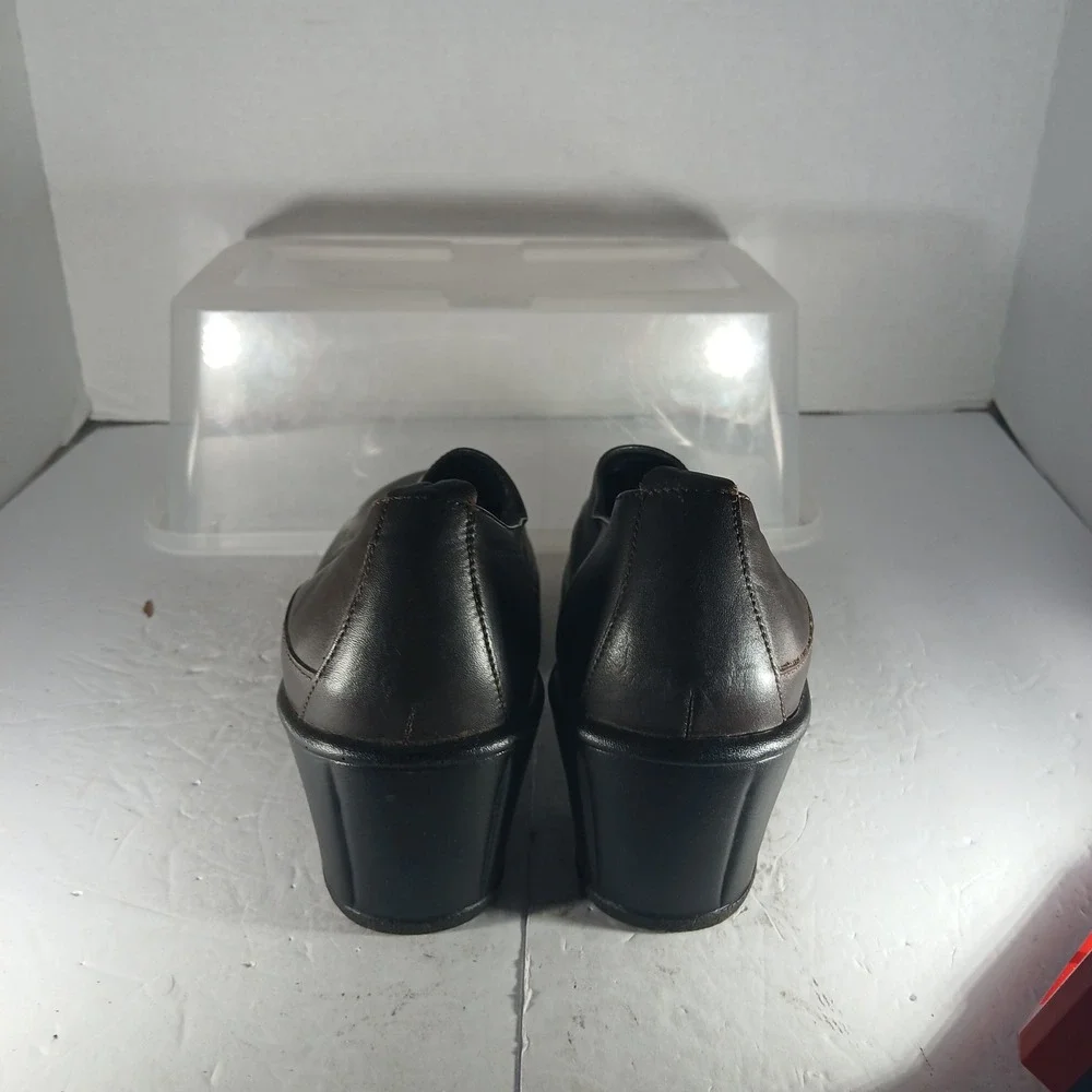 Dansko Leather Wedge Loafers 40 Brown Slip On Comfort Work Shoes